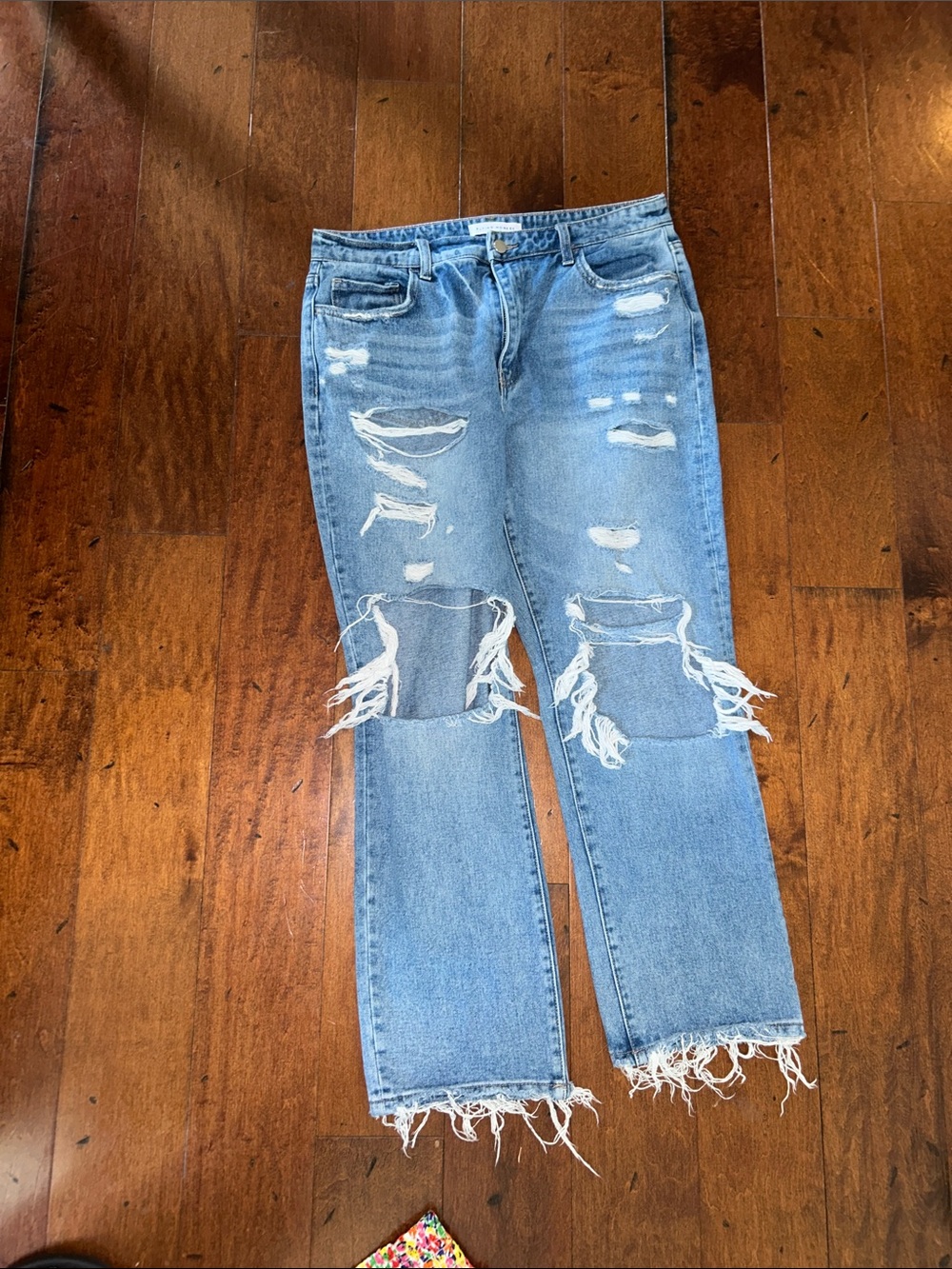 Flying Monkey Light Blue Distressed Straight Leg Jeans